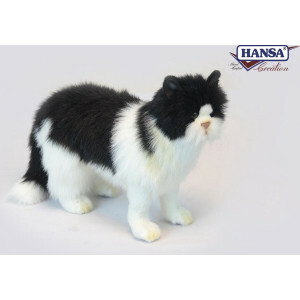 Soft toy Plush Persian Cat black and white - 34 cm - Lifelike - Soft toy