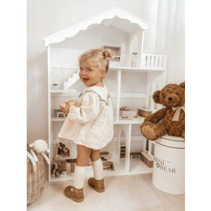 White Dollhouse Bookshelf with Balcony