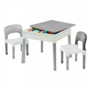 Kids Square 5-in-1 Activity Table and 2 Chairs - Grey