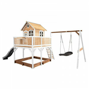 Liam Playhouse with Roxy Nest Swing Brown/White - Gray Slide