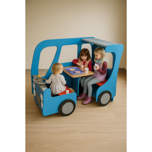Wooden Bus Play Corner – Educational Role Play for Children