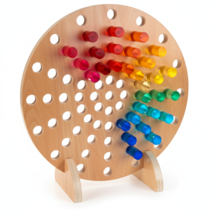 Round Perforated Frame with 73 Acrylic Cylinders – Sensory Educational Panel