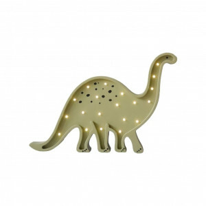 Dinosaur Night Light - Wooden Ambient Lighting with Dimmer and Timer - Perfect for Babies and Toddlers - Olive Green