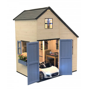 Wooden playhouse - Villa - with garage and sleeping accommodation - FSC - EU product