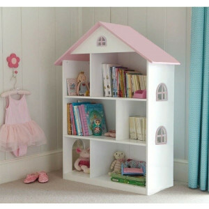 White Dollhouse Bookcase With Pink Roof - Liberty House Toys (LHT10101)