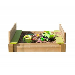 Lockable sandbox with benches incl. ground cloth - impregnated FSC wood from the EU.