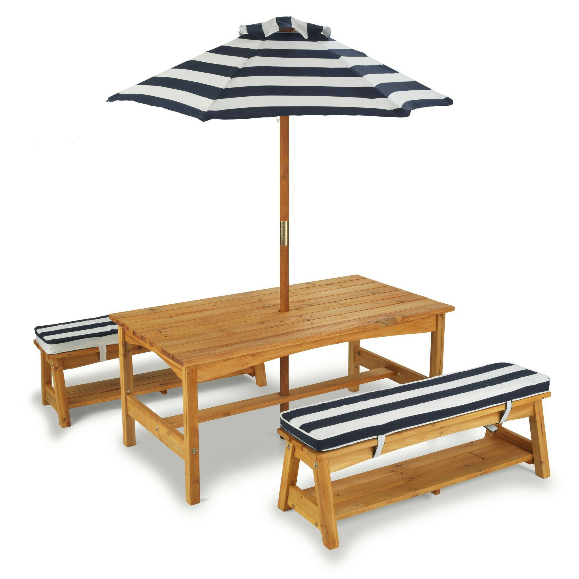 waardigheid B olie hefboom Wooden Kinder Garden Picnic Table with cushions and parasol - Kidkraft  (00106) | Per Sempre Toys